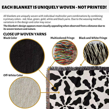 Modern Retro Groovy Black and White Woven Throw Blanket and Tapestry - DesignerOllie.com