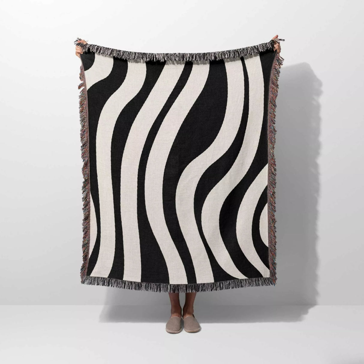 Monochrome Abstract Decorative Woven Throw Blanket - DesignerOllie.com