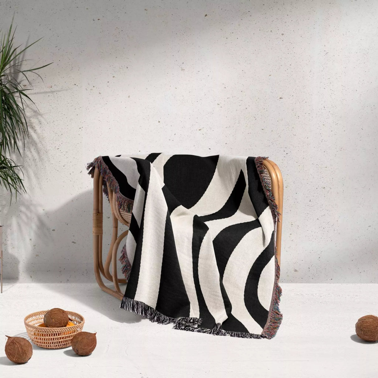 Monochrome Abstract Decorative Woven Throw Blanket - DesignerOllie.com