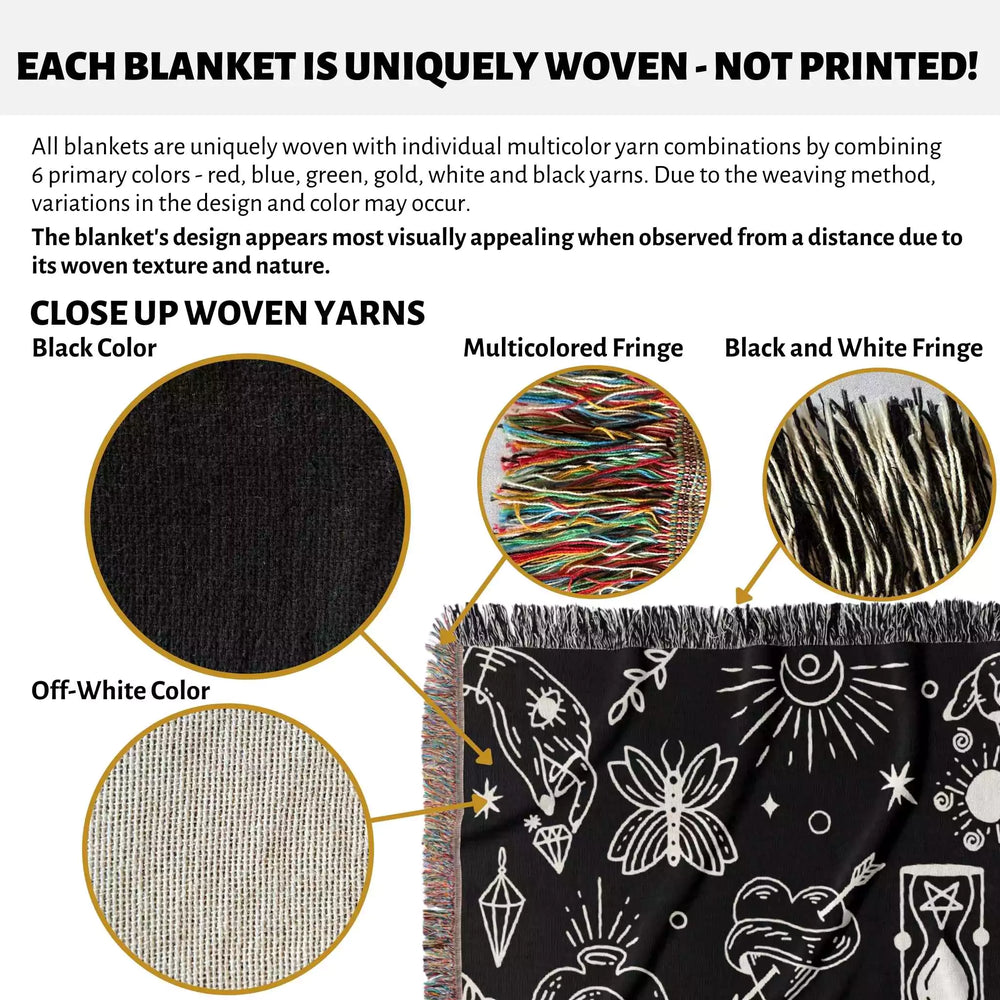 Occult Symbols with Spooky Elements Woven Throw Blanket - DesignerOllie.com