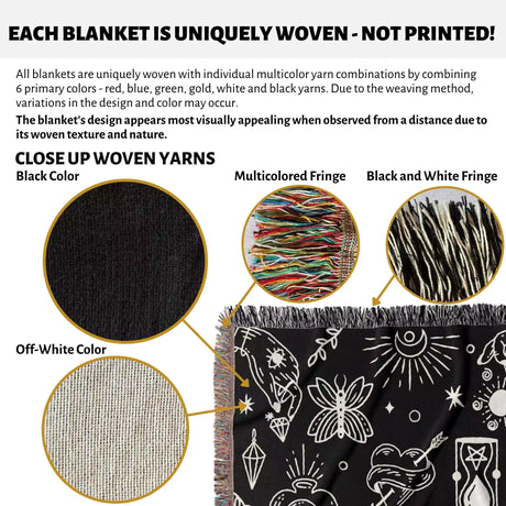 Occult Symbols with Spooky Elements Woven Throw Blanket - DesignerOllie.com