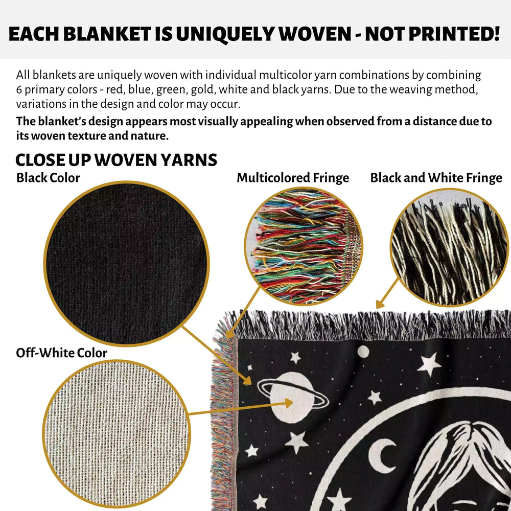 Pisces Zodiac Sign Astrology Woman Woven Throw Blanket Tapestry - DesignerOllie.com