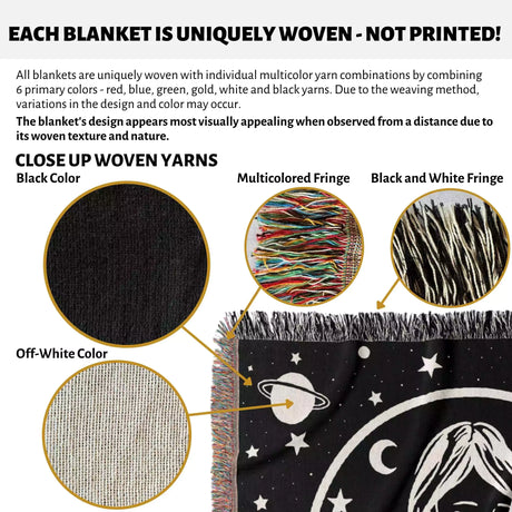 Pisces Zodiac Sign Astrology Woman Woven Throw Blanket Tapestry - DesignerOllie.com