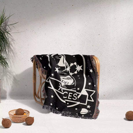 Pisces Zodiac Sign Astrology Woman Woven Throw Blanket Tapestry - DesignerOllie.com