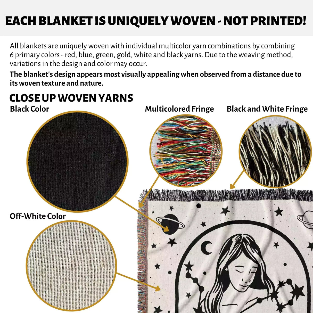 Pisces Zodiac Sign Astrology Woman Woven Throw Blanket and Tapestry Blanket - DesignerOllie.com