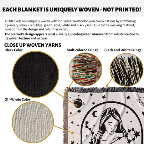 Pisces Zodiac Sign Astrology Woman Woven Throw Blanket and Tapestry Blanket - DesignerOllie.com