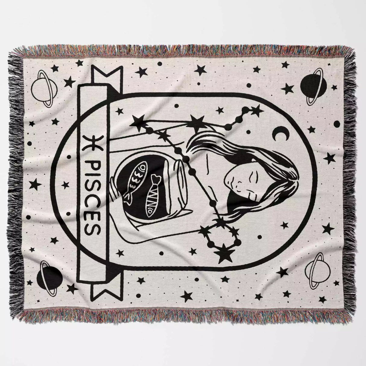 Pisces Zodiac Sign Astrology Woman Woven Throw Blanket and Tapestry Blanket - DesignerOllie.com