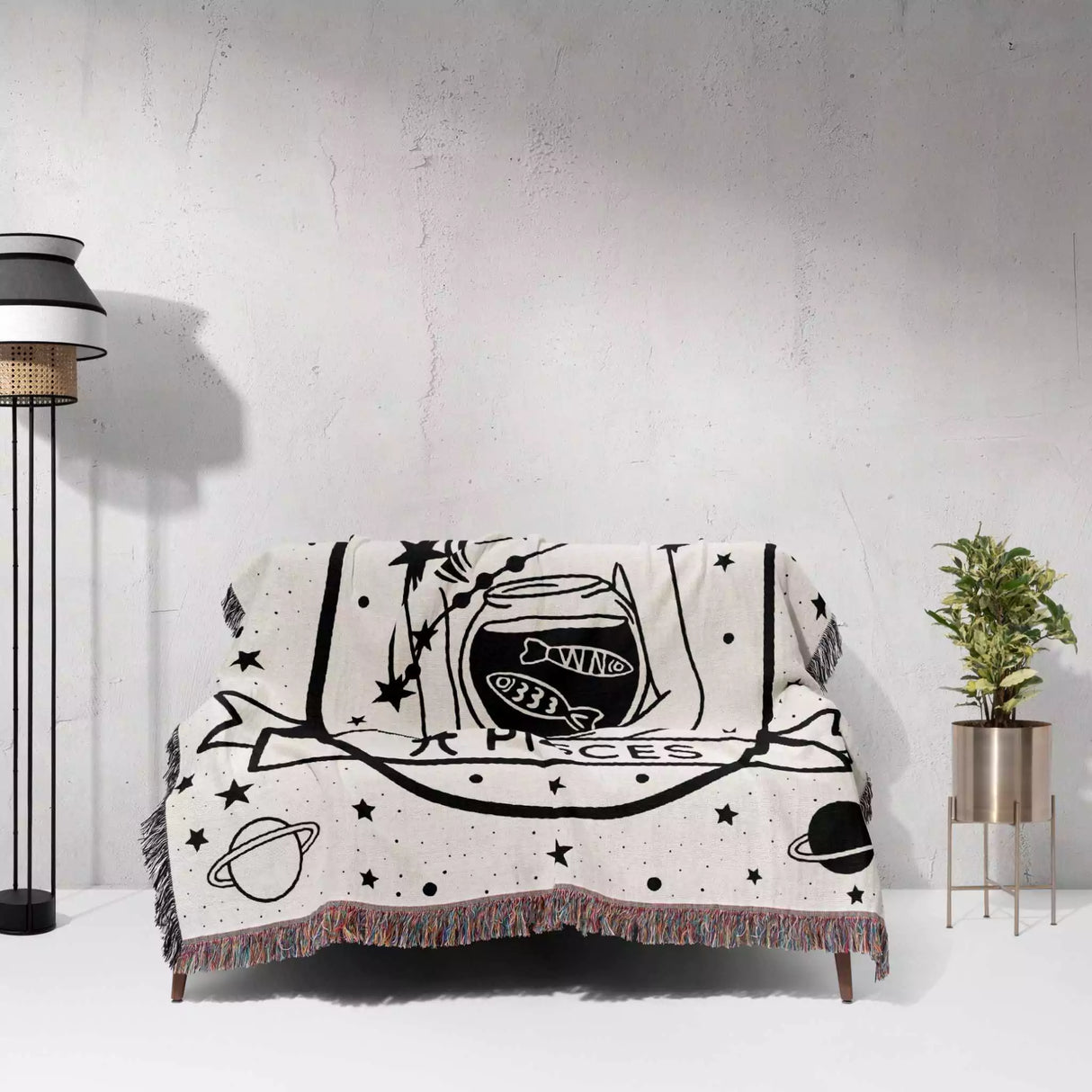 Pisces Zodiac Sign Astrology Woman Woven Throw Blanket and Tapestry Blanket - DesignerOllie.com