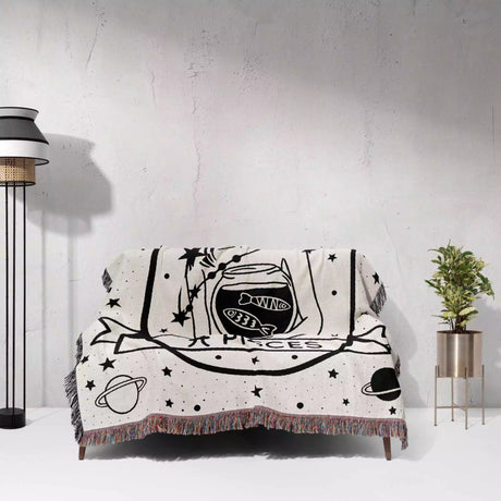 Pisces Zodiac Sign Astrology Woman Woven Throw Blanket and Tapestry Blanket - DesignerOllie.com