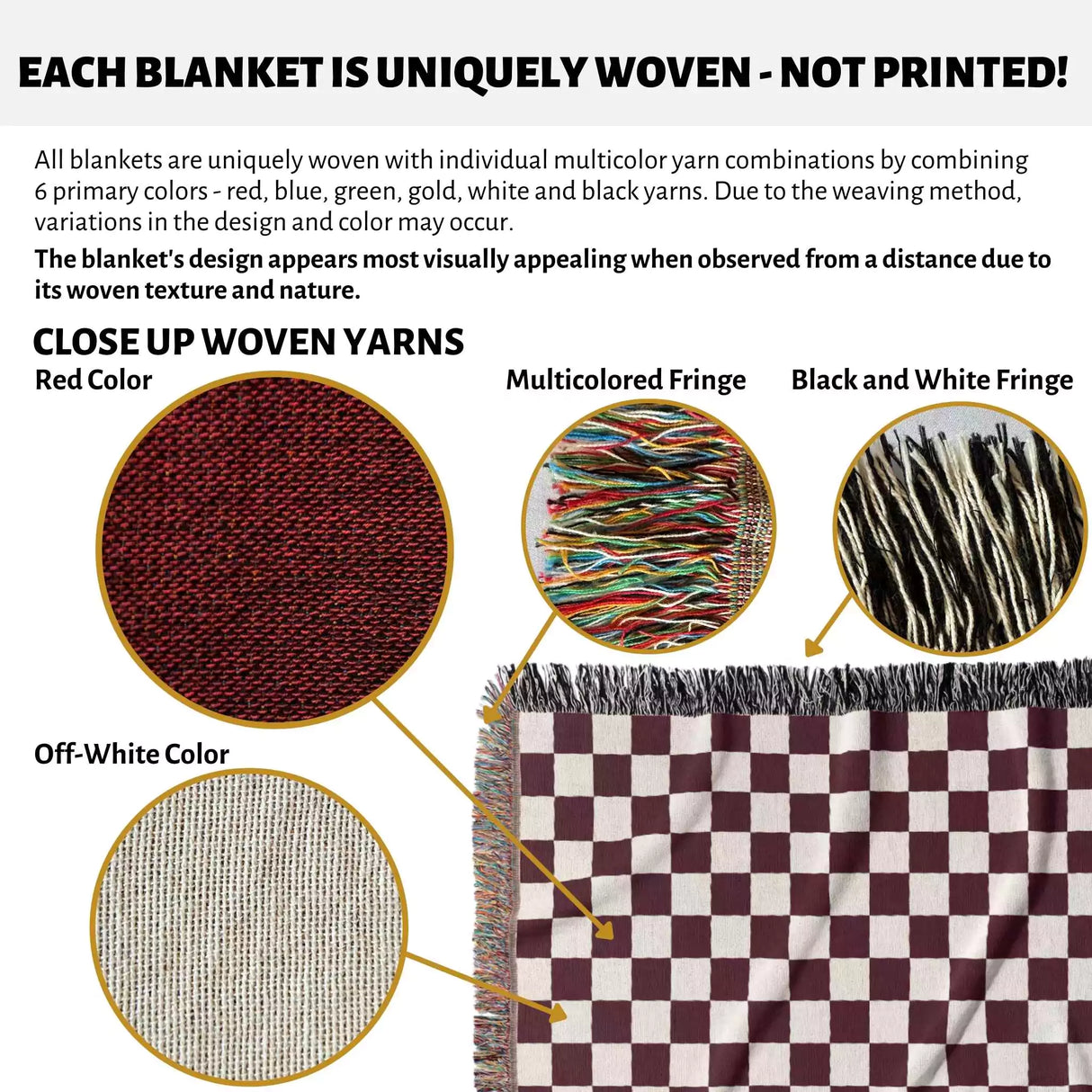 Red Checker Woven Throw Blanket - DesignerOllie.com