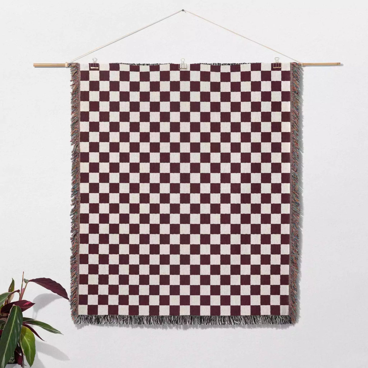 Red Checker Woven Throw Blanket - DesignerOllie.com