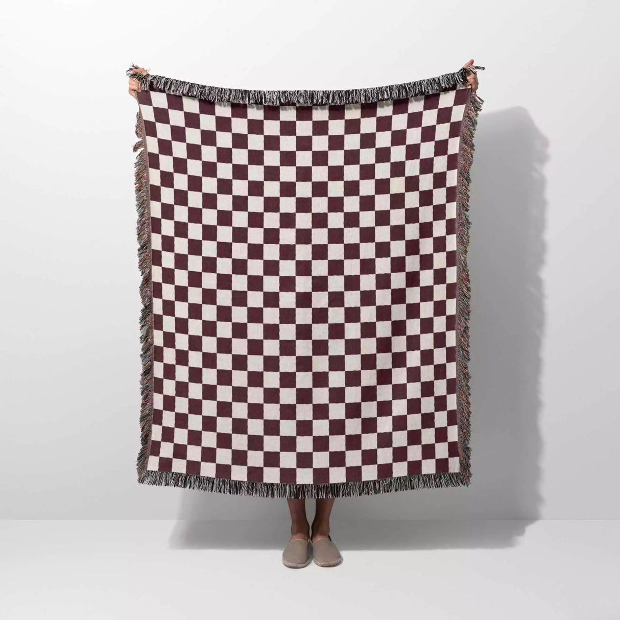 Red Checker Woven Throw Blanket - DesignerOllie.com
