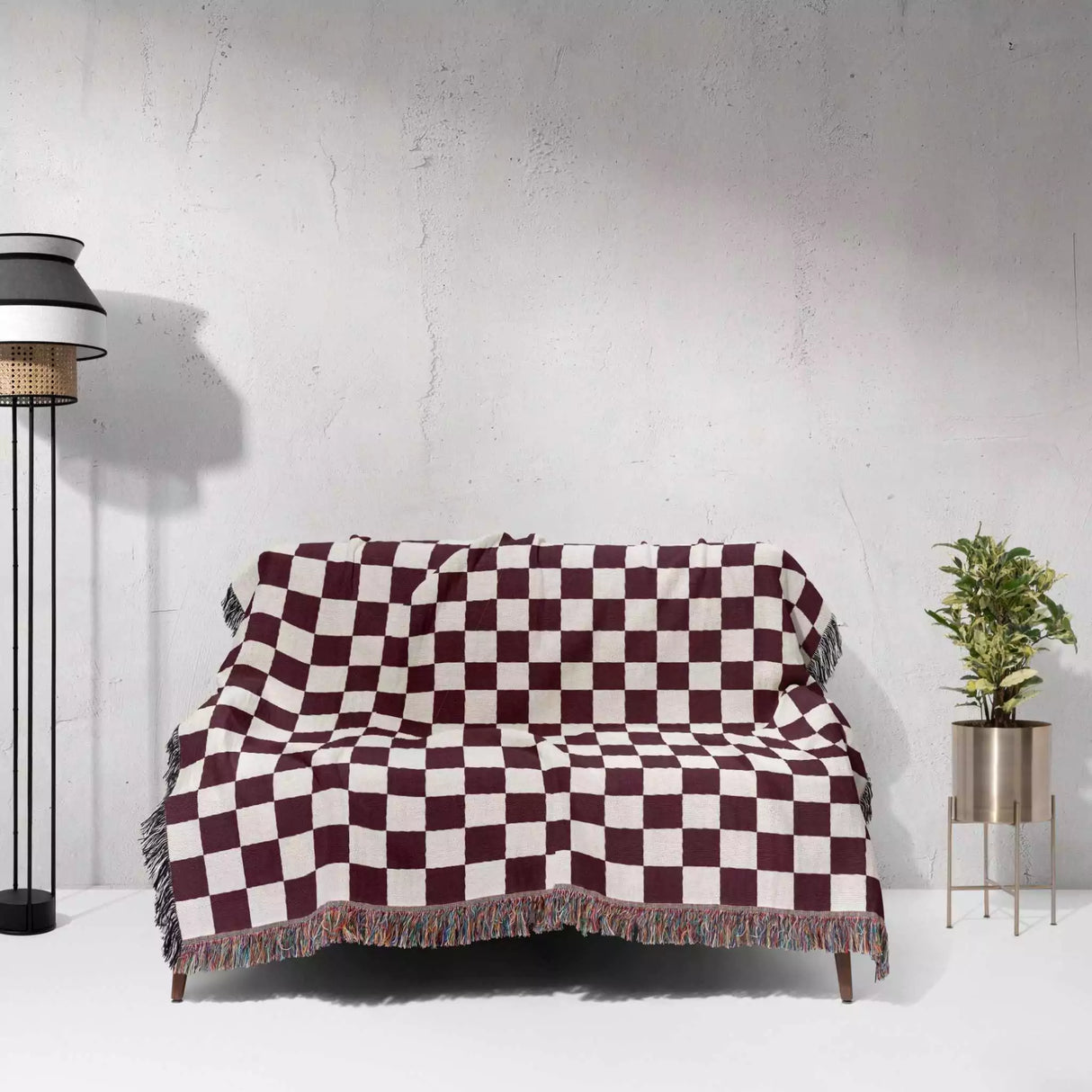 Red Checker Woven Throw Blanket - DesignerOllie.com