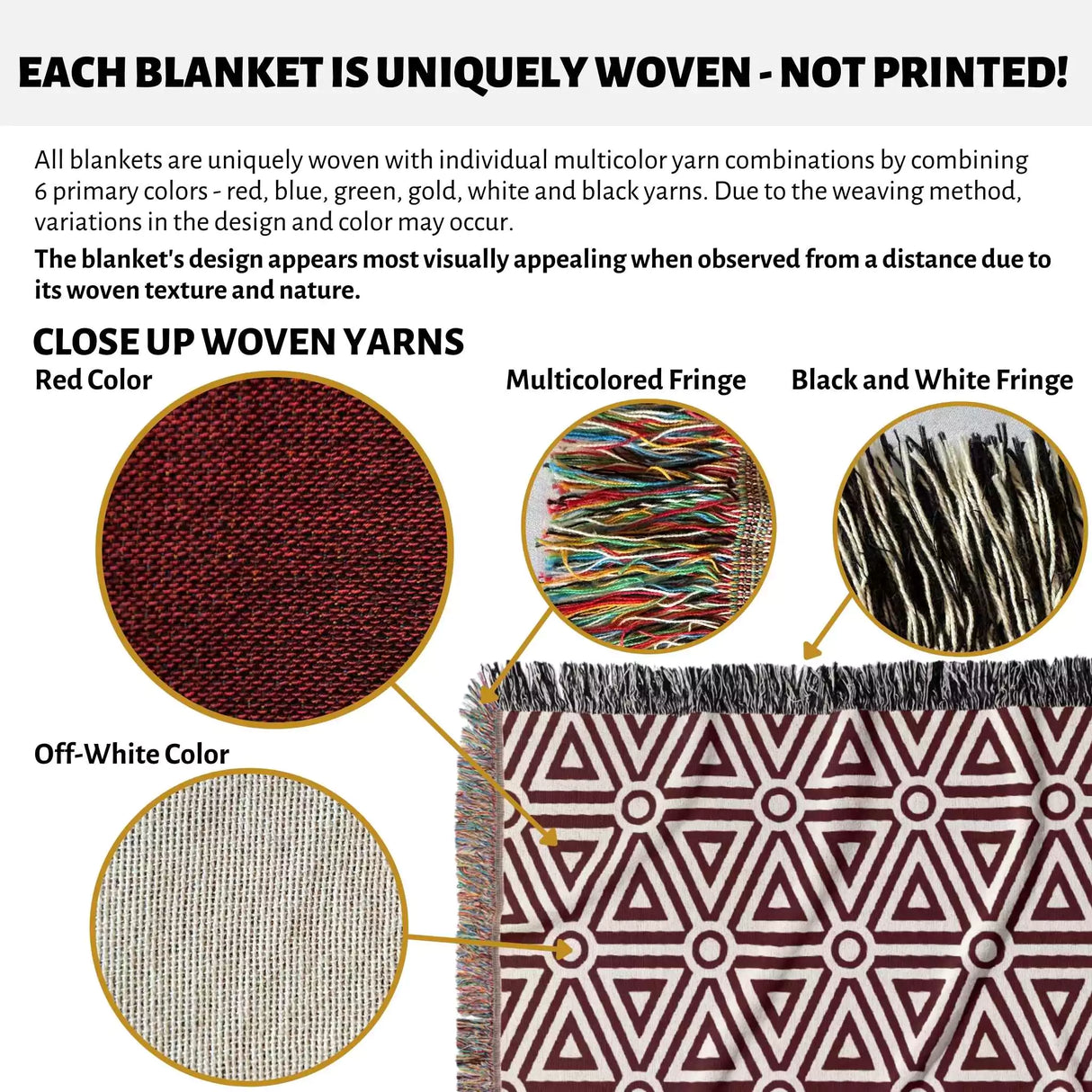 Red Luxury Geometric Pattern Woven Throw Blanket and Tapestry - DesignerOllie.com