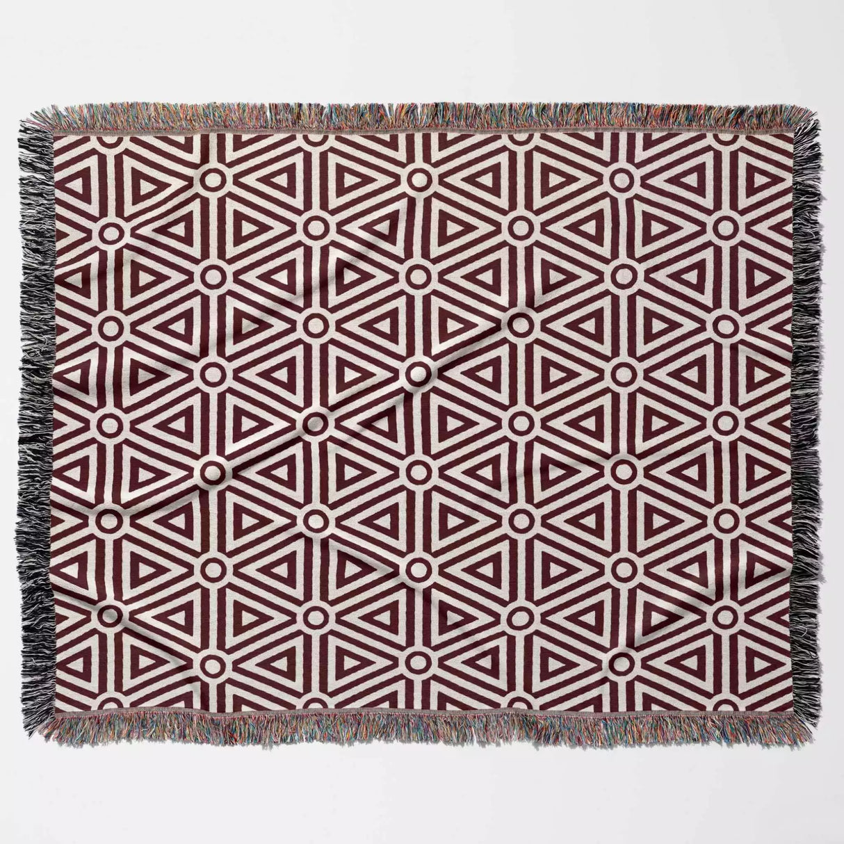 Red Luxury Geometric Pattern Woven Throw Blanket and Tapestry - DesignerOllie.com
