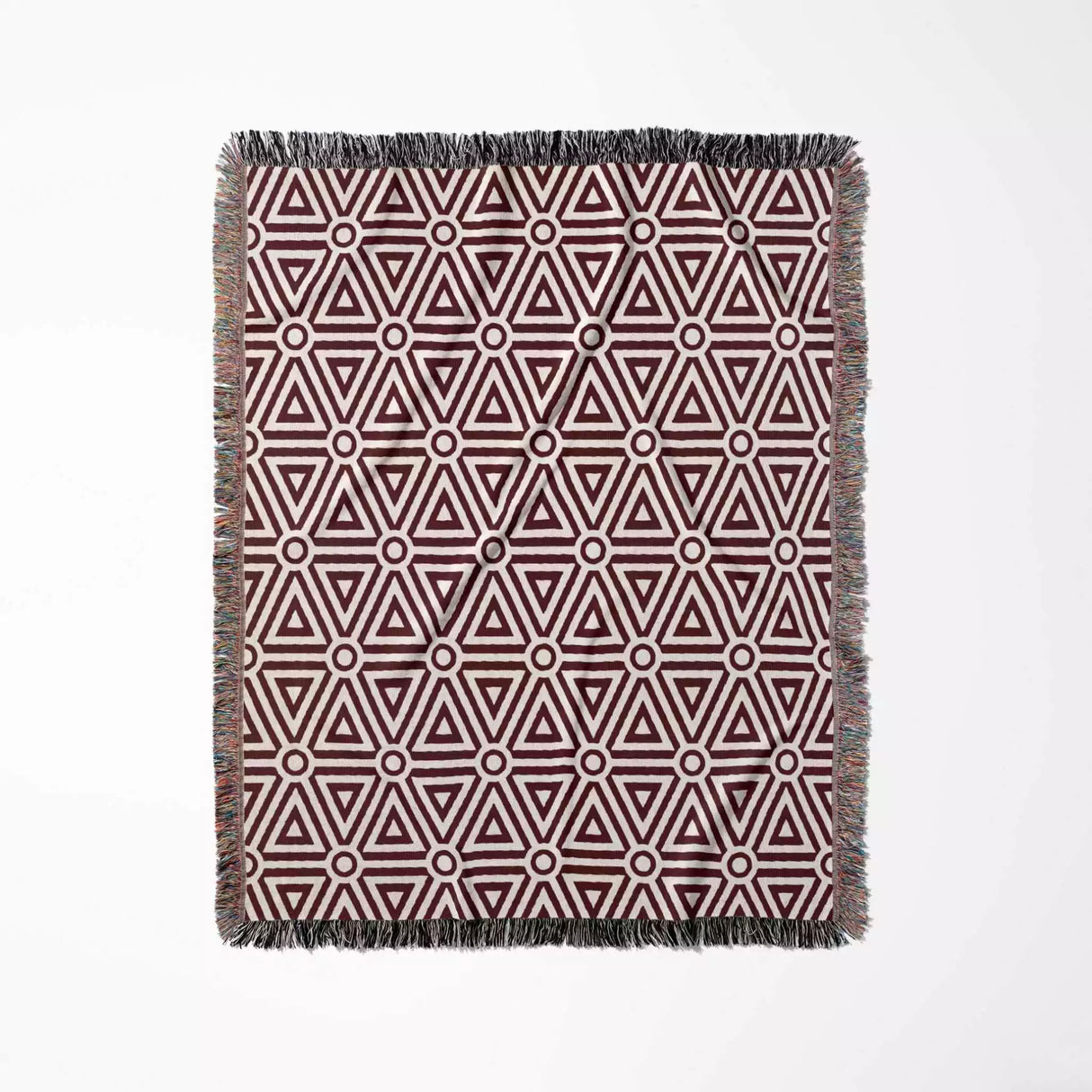 Red Luxury Geometric Pattern Woven Throw Blanket and Tapestry - DesignerOllie.com