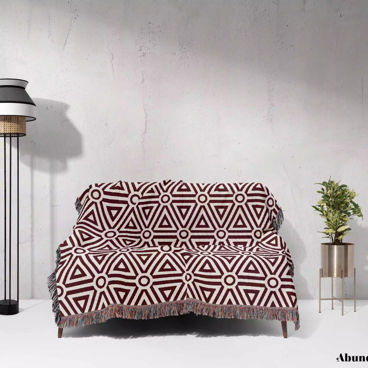 Red Luxury Geometric Pattern Woven Throw Blanket and Tapestry - DesignerOllie.com