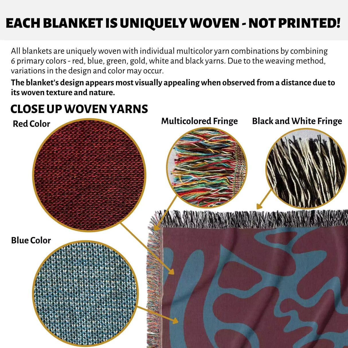 Red and Blue Matisse Style Woven Throw Blanket - DesignerOllie.com