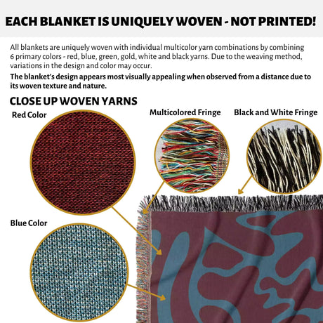 Red and Blue Matisse Style Woven Throw Blanket - DesignerOllie.com
