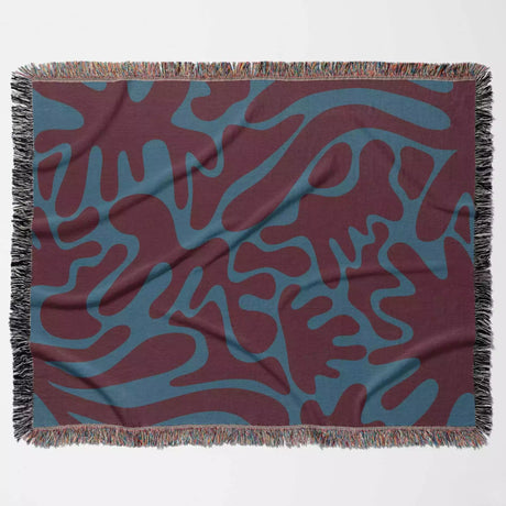Red and Blue Matisse Style Woven Throw Blanket - DesignerOllie.com