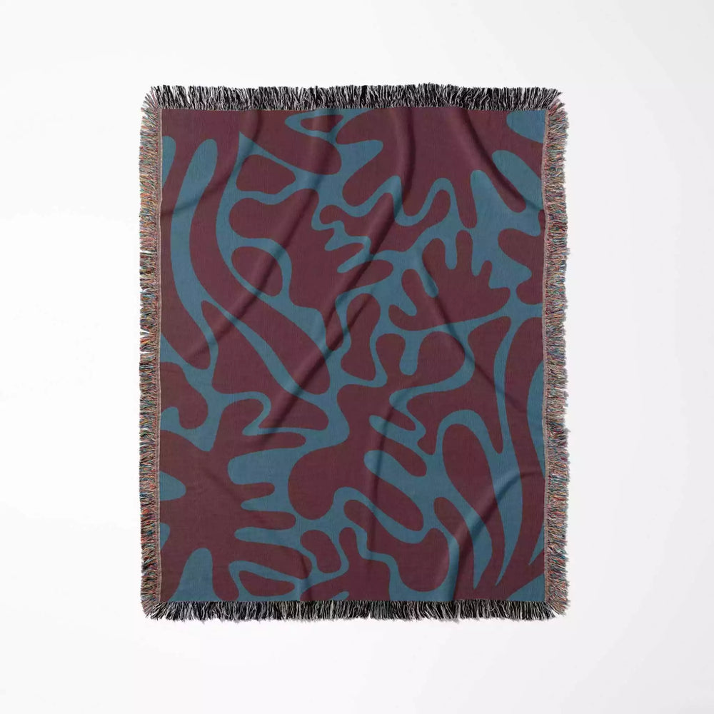 Red and Blue Matisse Style Woven Throw Blanket - DesignerOllie.com