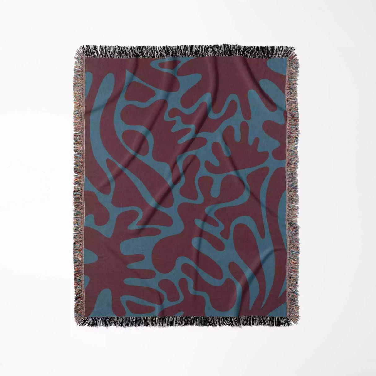 Red and Blue Matisse Style Woven Throw Blanket - DesignerOllie.com