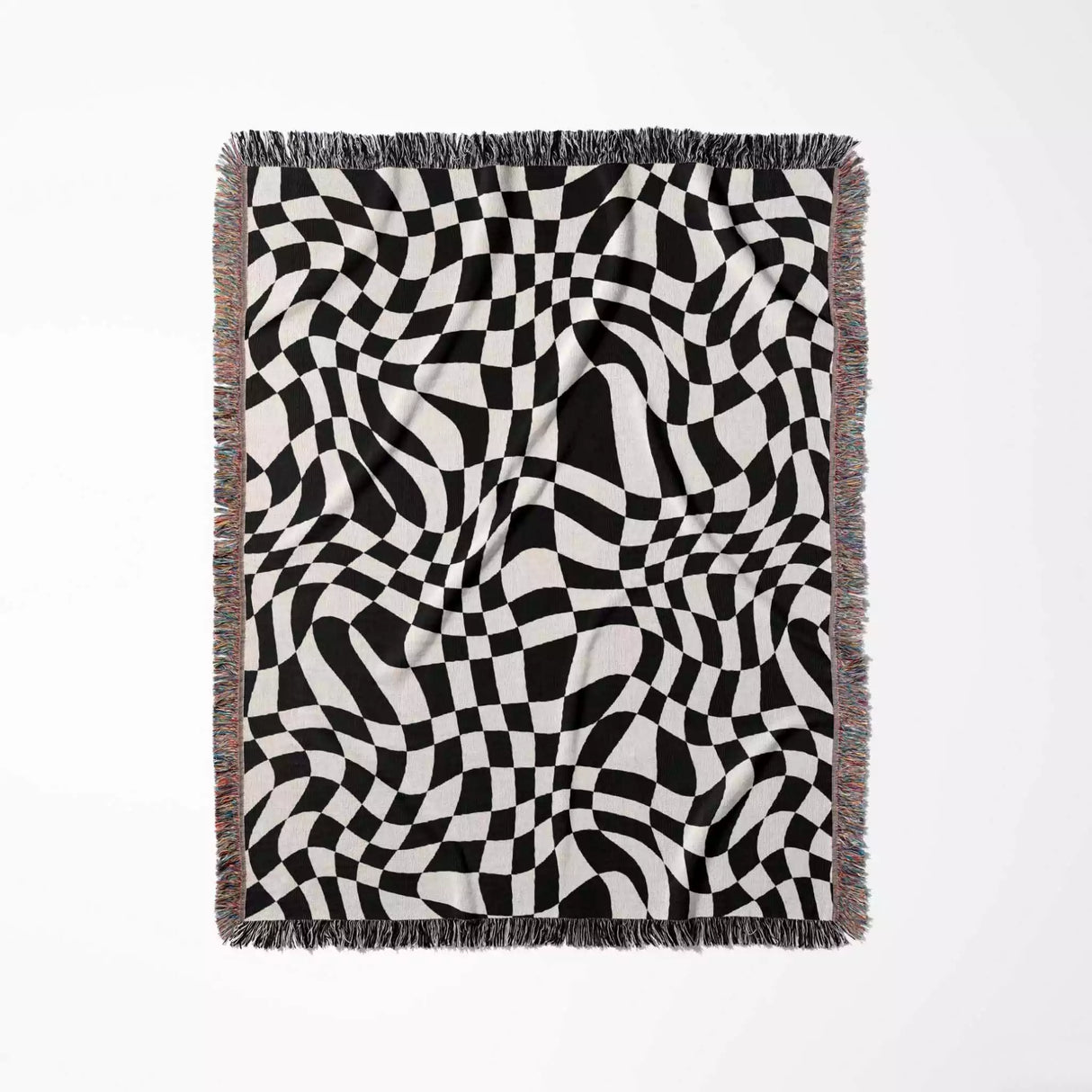 Funky Retro Style Black and White Checker Woven Throw Blanket - DesignerOllie.com