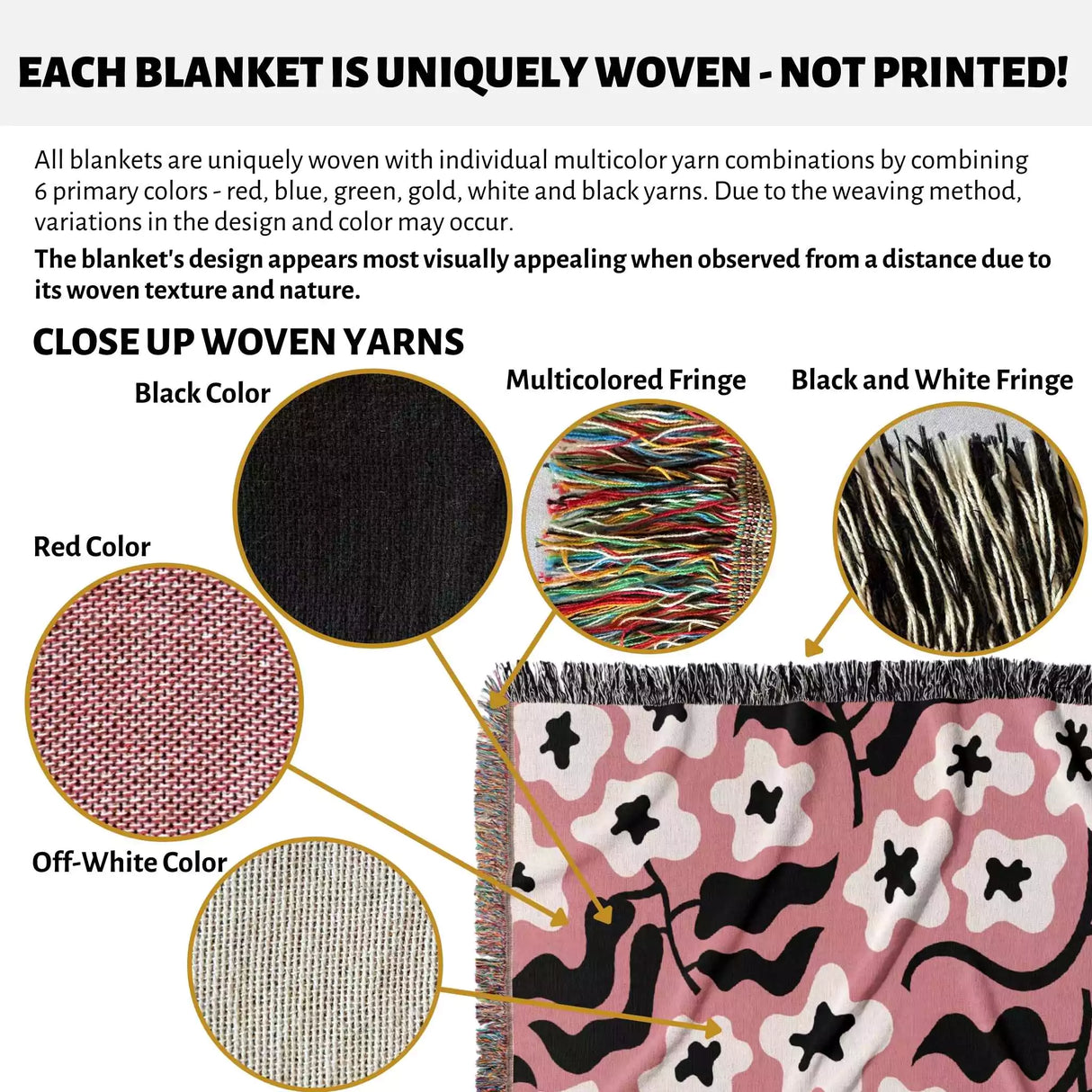 Groovy Black and Light Red Woven Throw Blanket and Tapestry - DesignerOllie.com