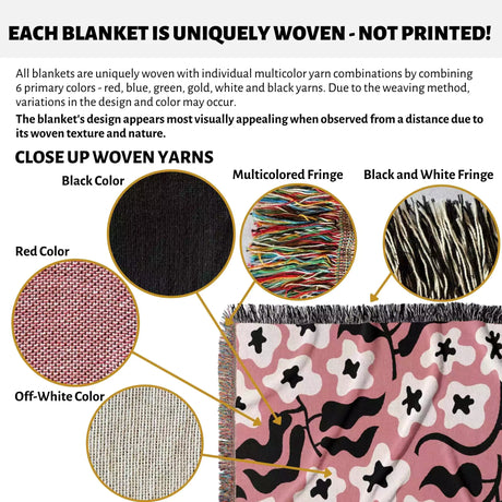 Groovy Black and Light Red Woven Throw Blanket and Tapestry - DesignerOllie.com