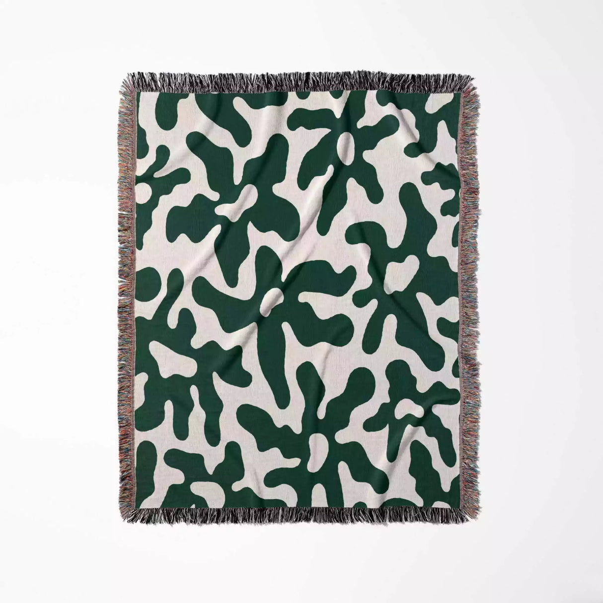 Retro Groovy Forest Green Flowers Woven Throw Blanket and Tapestry - DesignerOllie.com