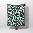 Retro Groovy Forest Green Flowers Woven Throw Blanket and Tapestry - DesignerOllie.com