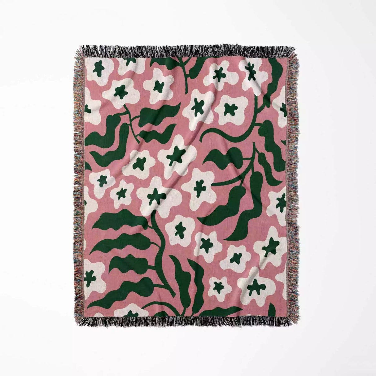 Retro Groovy Forest Green and Light Red Woven Throw Blanket and Tapestry - DesignerOllie.com