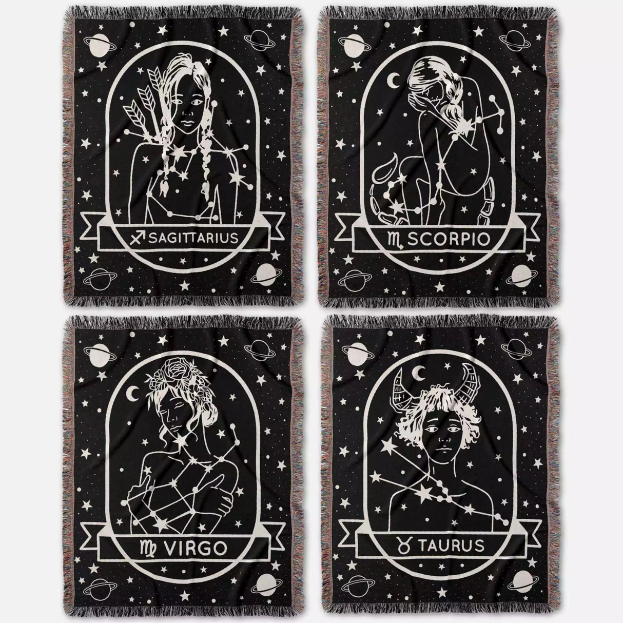 Zodiac Sign Blanket, Unique Zodiac Gift, Star Sign & Astrology Blankets - DesignerOllie.com