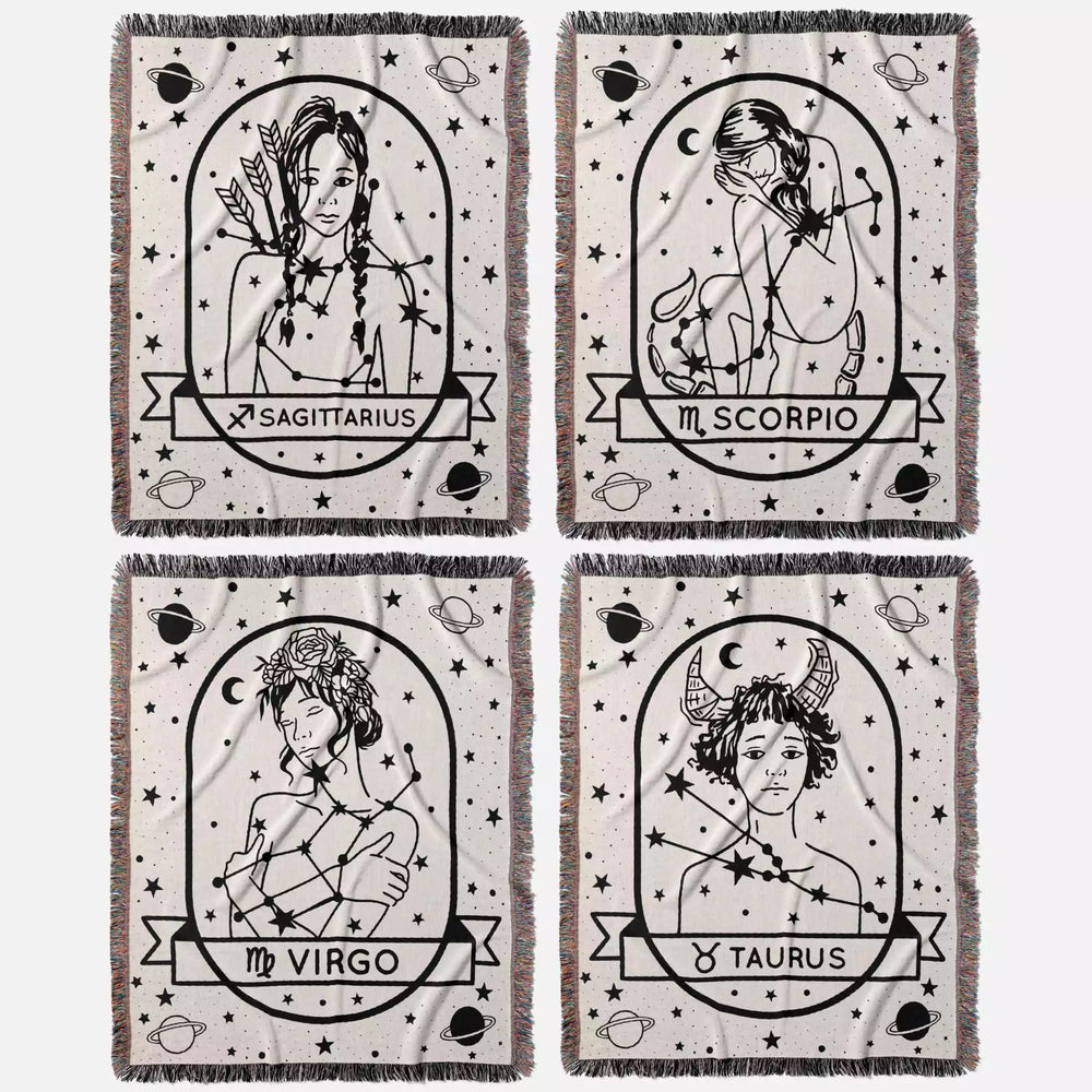 Zodiac Sign Blanket - Astrology Woven Throw Tapestry Blanket Collection - DesignerOllie.com
