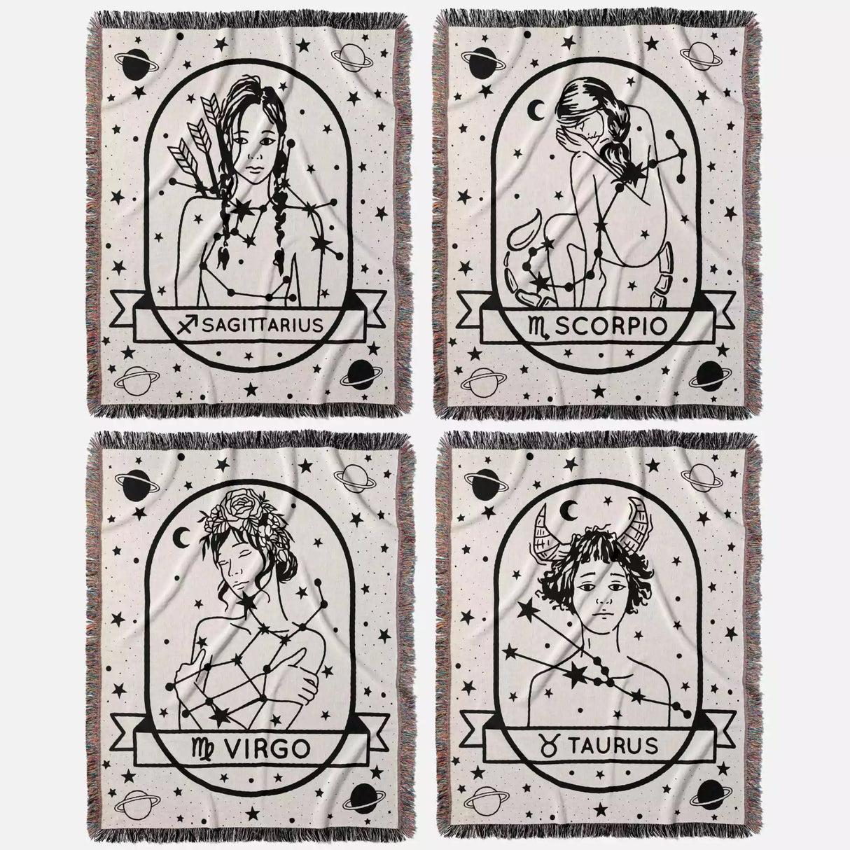 Zodiac Sign Blanket - Astrology Woven Throw Tapestry Blanket Collection - DesignerOllie.com