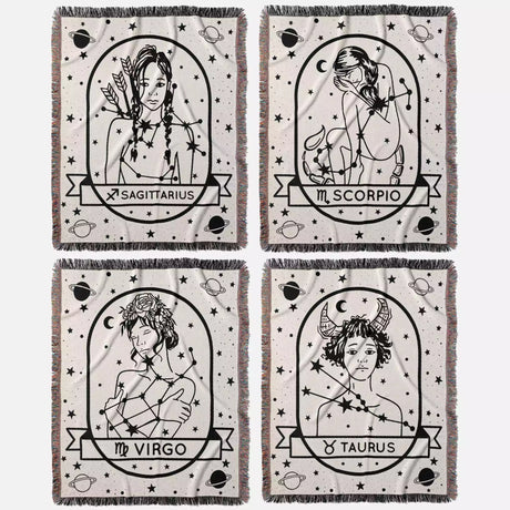 Zodiac Sign Blanket - Astrology Woven Throw Tapestry Blanket Collection - DesignerOllie.com