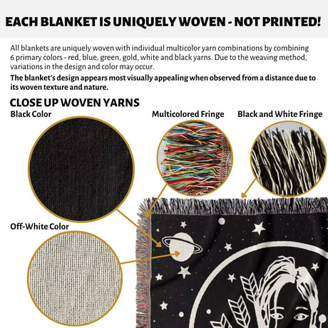 Sagittarius Zodiac Sign Astrology Woman Woven Throw Blanket Tapestry - DesignerOllie.com