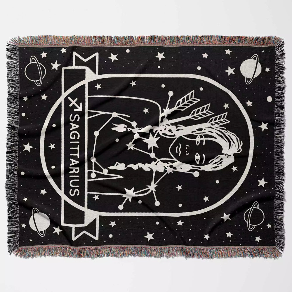 Sagittarius Zodiac Sign Astrology Woman Woven Throw Blanket Tapestry - DesignerOllie.com