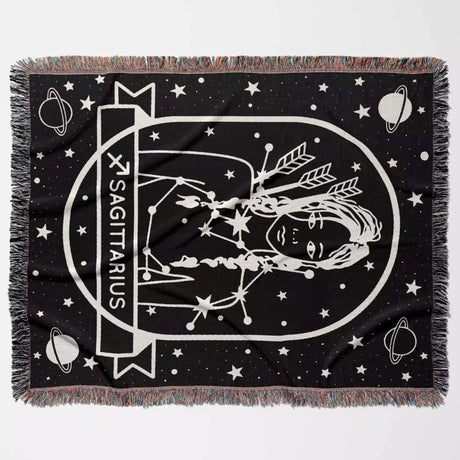 Sagittarius Zodiac Sign Astrology Woman Woven Throw Blanket Tapestry - DesignerOllie.com