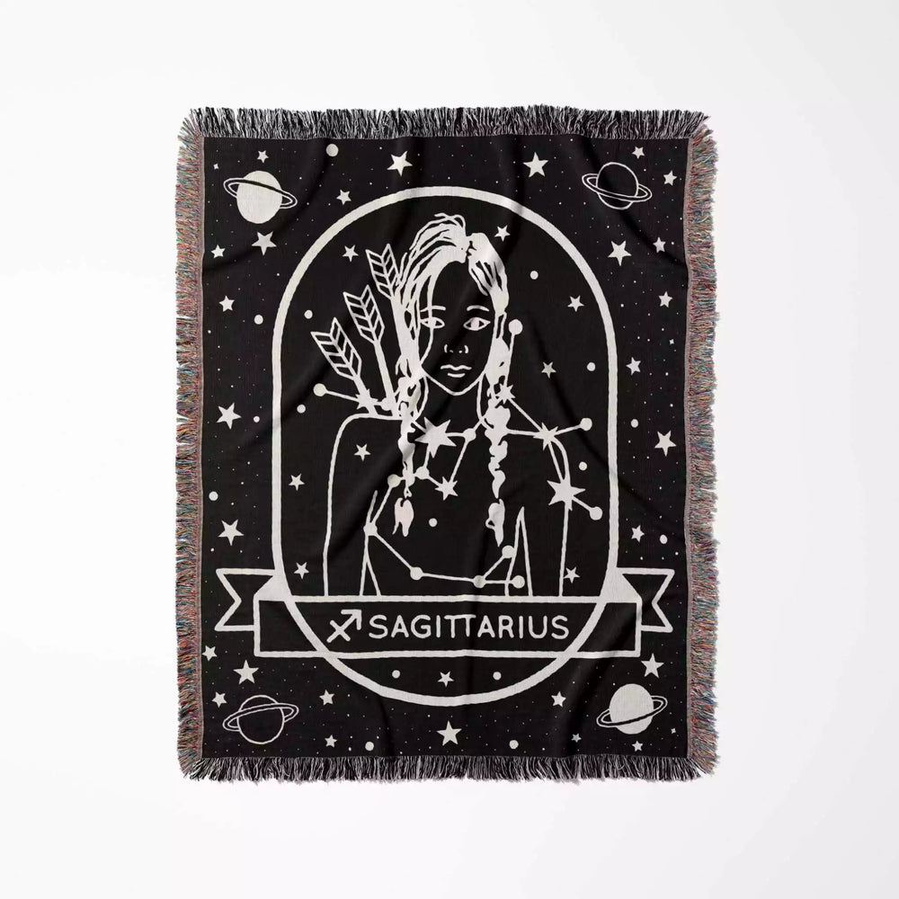Sagittarius Zodiac Sign Astrology Woman Woven Throw Blanket Tapestry - DesignerOllie.com