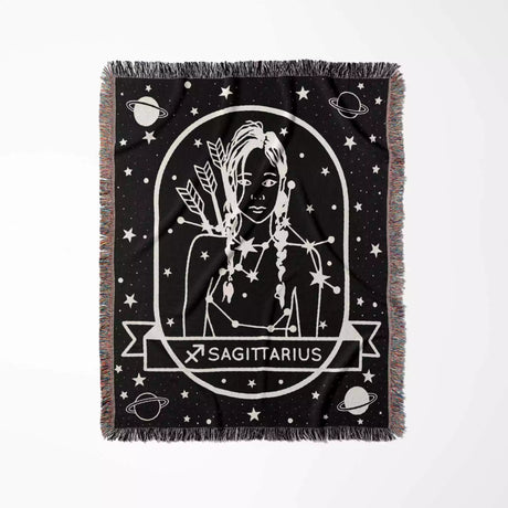 Sagittarius Zodiac Sign Astrology Woman Woven Throw Blanket Tapestry - DesignerOllie.com