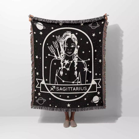 Sagittarius Zodiac Sign Astrology Woman Woven Throw Blanket Tapestry - DesignerOllie.com