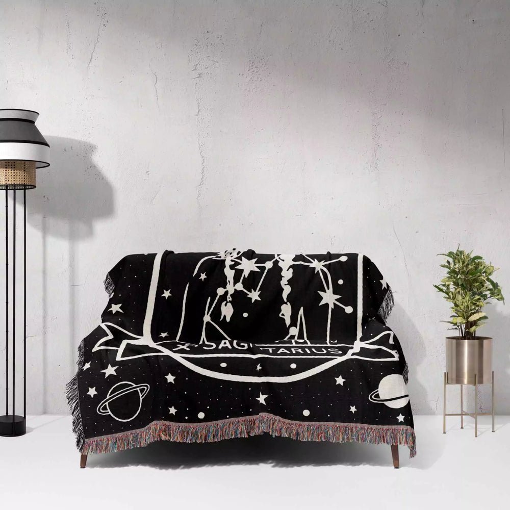 Sagittarius Zodiac Sign Astrology Woman Woven Throw Blanket Tapestry - DesignerOllie.com