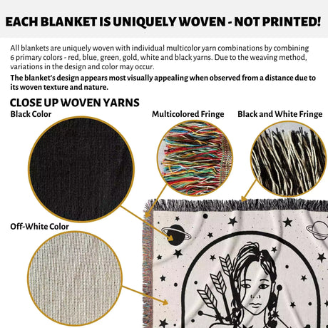 Sagittarius Zodiac Sign Astrology Woman Woven Throw Blanket and Tapestry Blanket - DesignerOllie.com