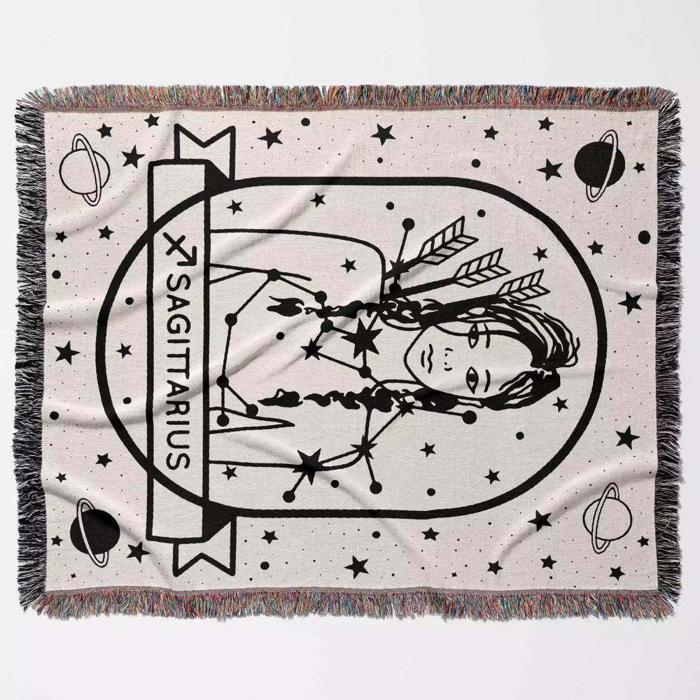 Sagittarius Zodiac Sign Astrology Woman Woven Throw Blanket and Tapestry Blanket - DesignerOllie.com