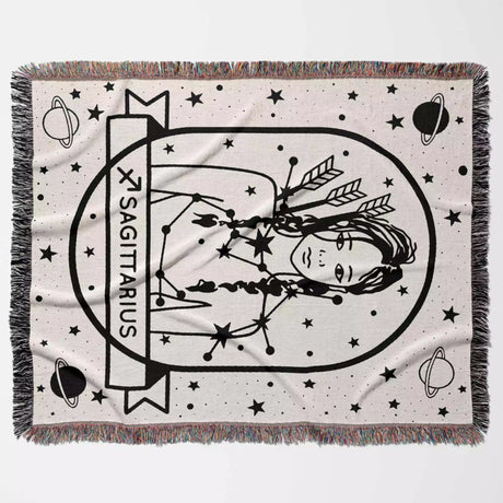Sagittarius Zodiac Sign Astrology Woman Woven Throw Blanket and Tapestry Blanket - DesignerOllie.com