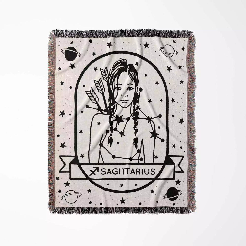 Sagittarius Zodiac Sign Astrology Woman Woven Throw Blanket and Tapestry Blanket - DesignerOllie.com