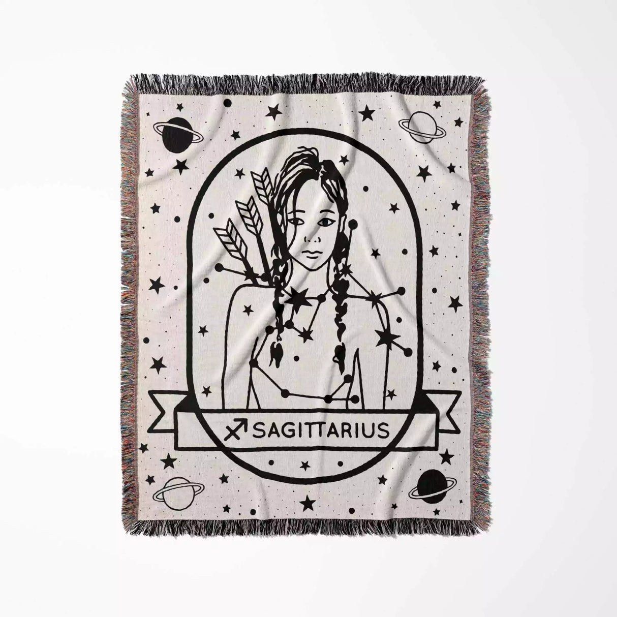 Sagittarius Zodiac Sign Astrology Woman Woven Throw Blanket and Tapestry Blanket - DesignerOllie.com