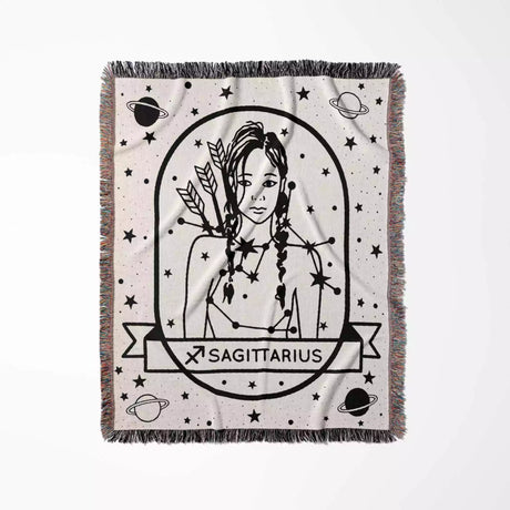 Sagittarius Zodiac Sign Astrology Woman Woven Throw Blanket and Tapestry Blanket - DesignerOllie.com