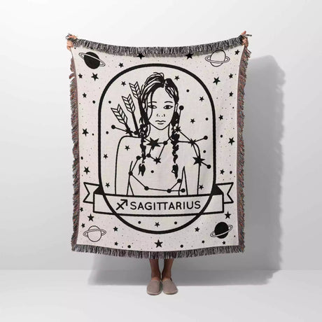 Sagittarius Zodiac Sign Astrology Woman Woven Throw Blanket and Tapestry Blanket - DesignerOllie.com